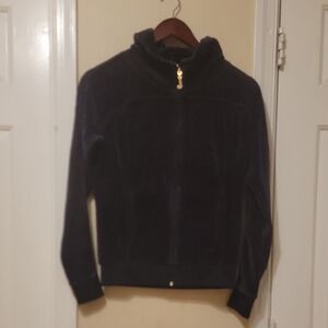 Juicy Couture Navy Plush Zip-Up Jacket with Gold Zipper